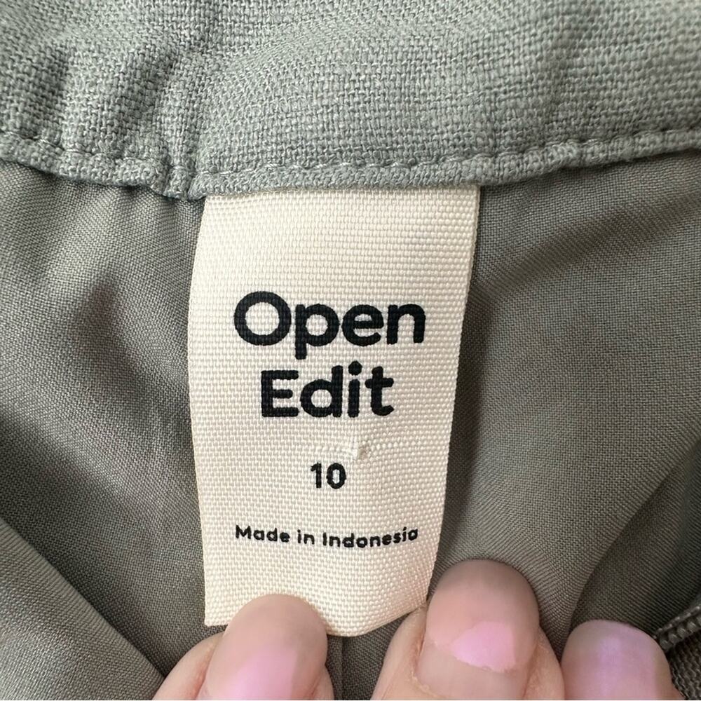 Nordstrom Open Edit Everyday Pleated Linen Blend Shorts Sage Green Size 10 - Picture 9 of 9